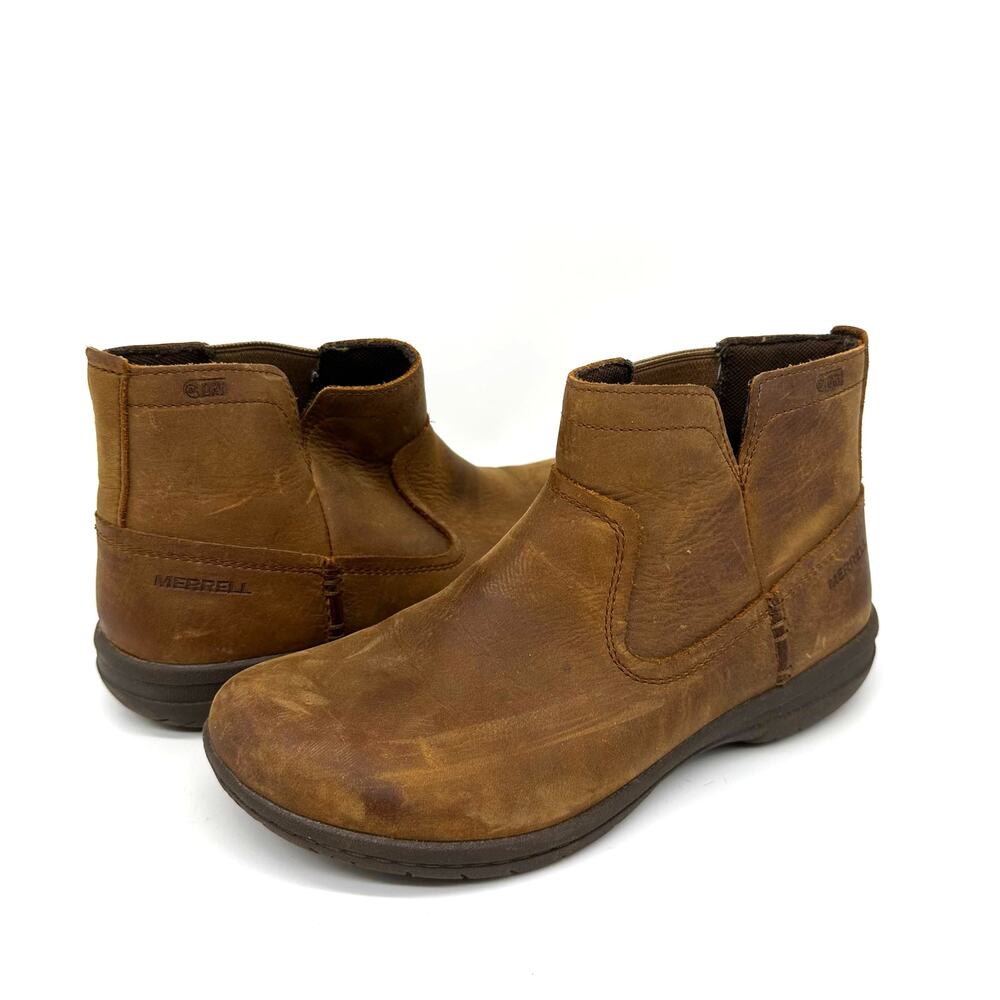 Merrell Encore Kassie Waterproof Brown Leather Fashion Boot Womens Size 5.5